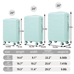 3 Pieces Set 20" / 24" / 28" Spinner Wheel Luggage With Combination Lock