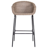 Ladd Outdoor Metal Wicker Barstool Light Brown Faux Wicker Set of 2