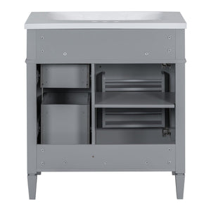 Bathroom Vanity With Top Sink, Storage Cabinet, 2 Drawers, Tip Out Drawer