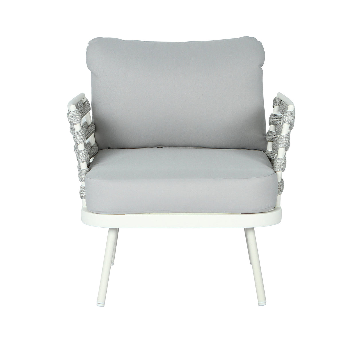 Mariano Steel 4-Pieces Conversation Set, Off White & Grey