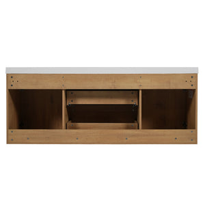 Double Sink Bathroom Vanity, Cabinet & Soft Close Doors, Divided Drawers, Wall Mounted Storage - Wood