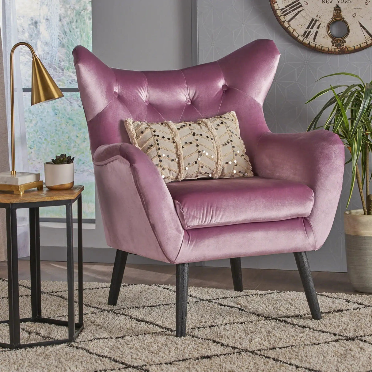 Alyssa - Mid Century Upholstered Arm Chair With Wingback Design