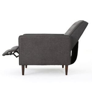 Macedonia - Mid Century Modern Button Tufted Fabric Recliner - Slate