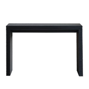 47" Modern Black Wood Console Table with Ribbed Legs