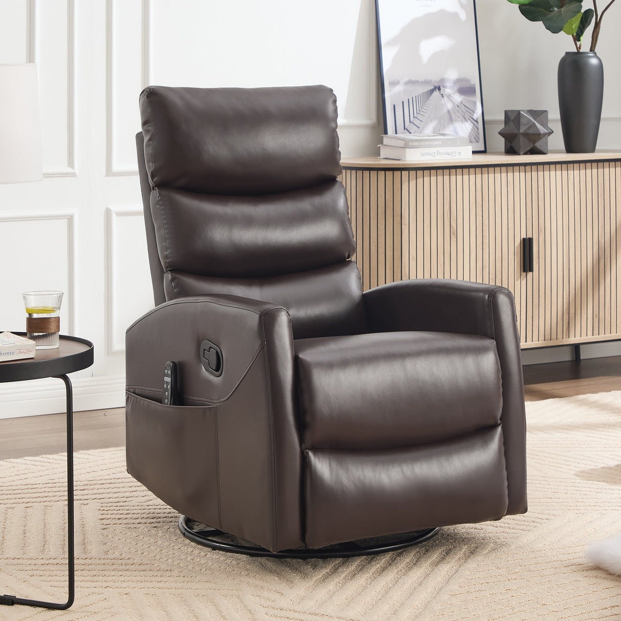 Heat Massage Manual Recliner Chair with Rocker and Swivel
