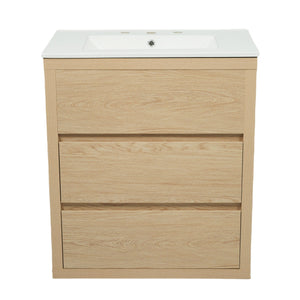Double Sinks Bathroom Vanity Set With 2 Ceramic Basins