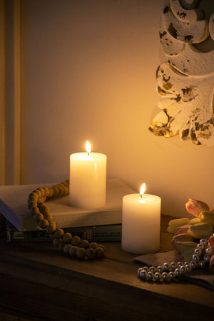 LED Candles With Wick And Remote Control Timer (Set of 2) - White