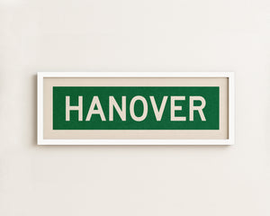 Framed Hanover Green and White Bus Scroll