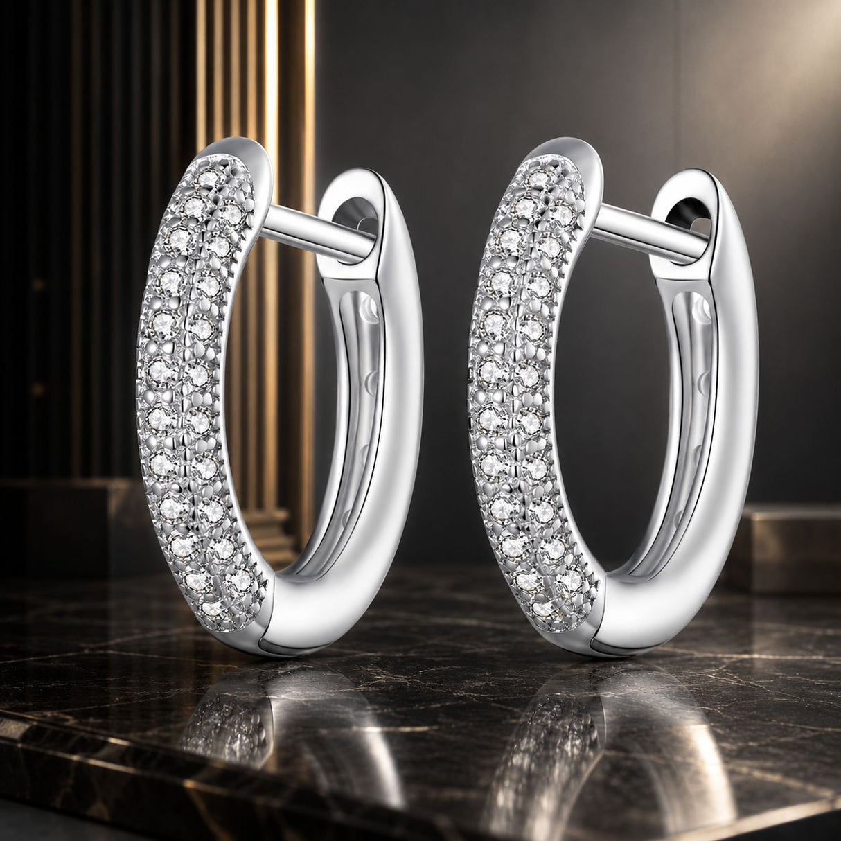 925 Sterling Silver Pavé Setting CZ Earrings for Women