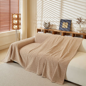 Textured Throw Blanket with 3D Dobby Weave, Minimalist Furniture Protector for Couch
