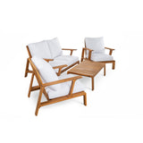 Acacia Wood Outdoor Sofa Set for 4 with Cushions and Coffee Table