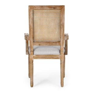 Elegant French Country Style Dining Chair With Cane Backrest