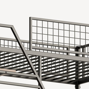 Metal Loft Bed With Built - In Charging Station And LED Light