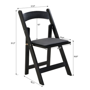 Solid Wood Upholstered Folding Chair Set, Dining Room (Set of 4)