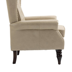 Modern Accent Lounge Chair with Sturdy Wood Legs in Camel PU Leather