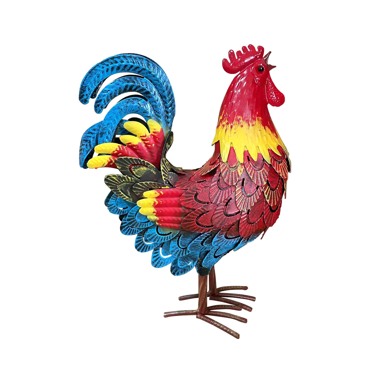 Wrought-Iron Rooster Garden Statue