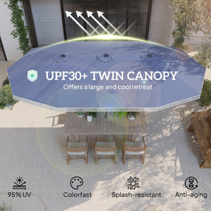 Spacious Extra Large Outdoor Umbrella, Rectangle Patio Umbrella, with Fringe and Crank Handle