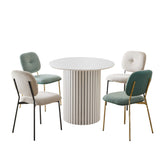 Modern 4-Person Dining Set with Bamboo & MDF Table and Fabric Chairs