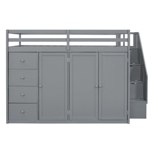 Loft Bed With Built In Wardrobes, Cabinets And Drawers