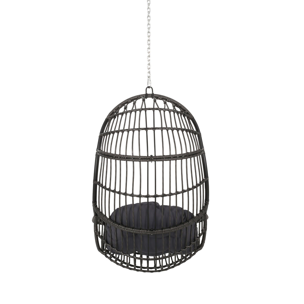 Rustic Hanging Basket Chair With Cushion