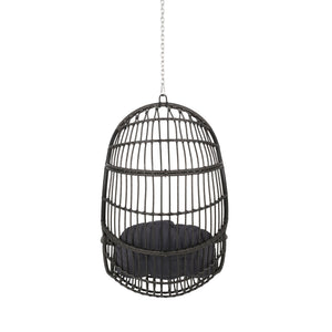 Rustic Hanging Basket Chair With Cushion