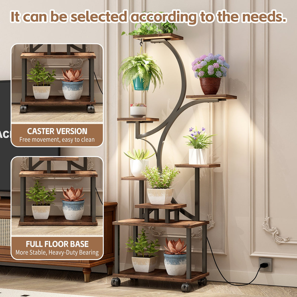 Plant Stand Indoor with Grow Lights - 62" Tall