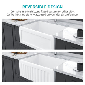 Apron Front Reversible Single Bowl Kitchen Sink & Grid And Strainer