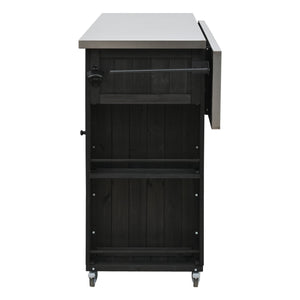 Outdoor Kitchen Island With Stainless Steel Top, Ample Storage Space, Towel And Spice Racks And A Bottle Opener