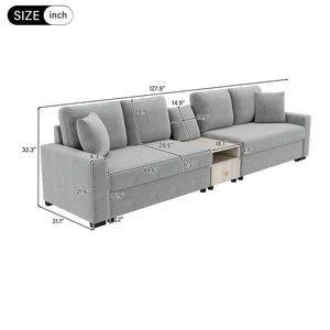 Modular Sofa Couch With Storage Armrest and Center Console