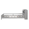 Wood Platform Bed With Built In LED Light, Storage Headboard And Guardrail
