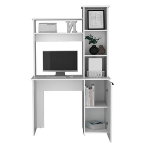 Carson Computer Desk with Hutch, Single Door Cabinet, and Shelves
