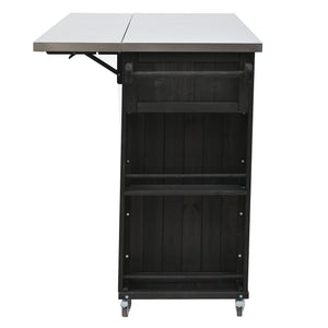 Outdoor Kitchen Island With Stainless Steel Top, Ample Storage Space, Towel And Spice Racks And A Bottle Opener
