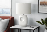 Contemporary 26"H White Ceramic Table Lamp with Ivory Shade