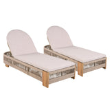 Outdoor Chaise Lounge Chair with Acacia Wood and Adjustable Backrest