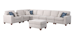 Ted - Sectional Sofa With Ottoman - Beige