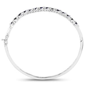 3.08 Carat Genuine Blue Sapphire .925 Sterling Silver Bangle
