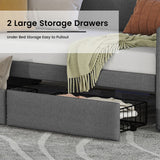 Twin Size Linen Upholstered Daybed with Storage Drawers and LED Lights