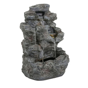 Concrete Rock Waterfall Fountain With LED Lights, Outdoor Garden Decor