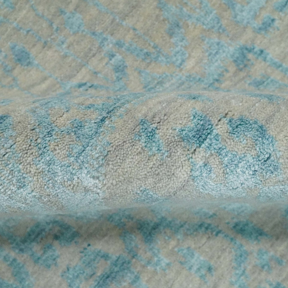 3x8 Fine Hand Knotted Camel and Blue Traditional Persian Style Antique Wool and Silk Rug