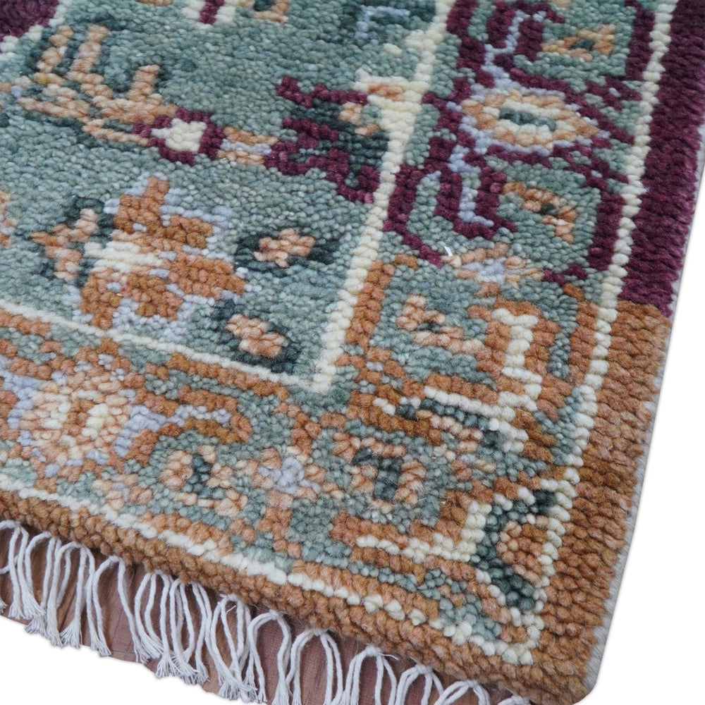 2.6x8 Hand Knotted Transitional Design Multicolor Wool Rug