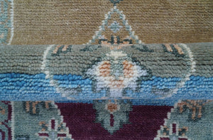 2.6x8 Hand Knotted Transitional Design Multicolor Wool Rug
