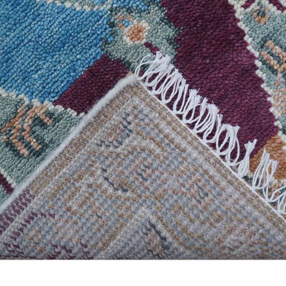 2.6x8 Hand Knotted Transitional Design Multicolor Wool Rug