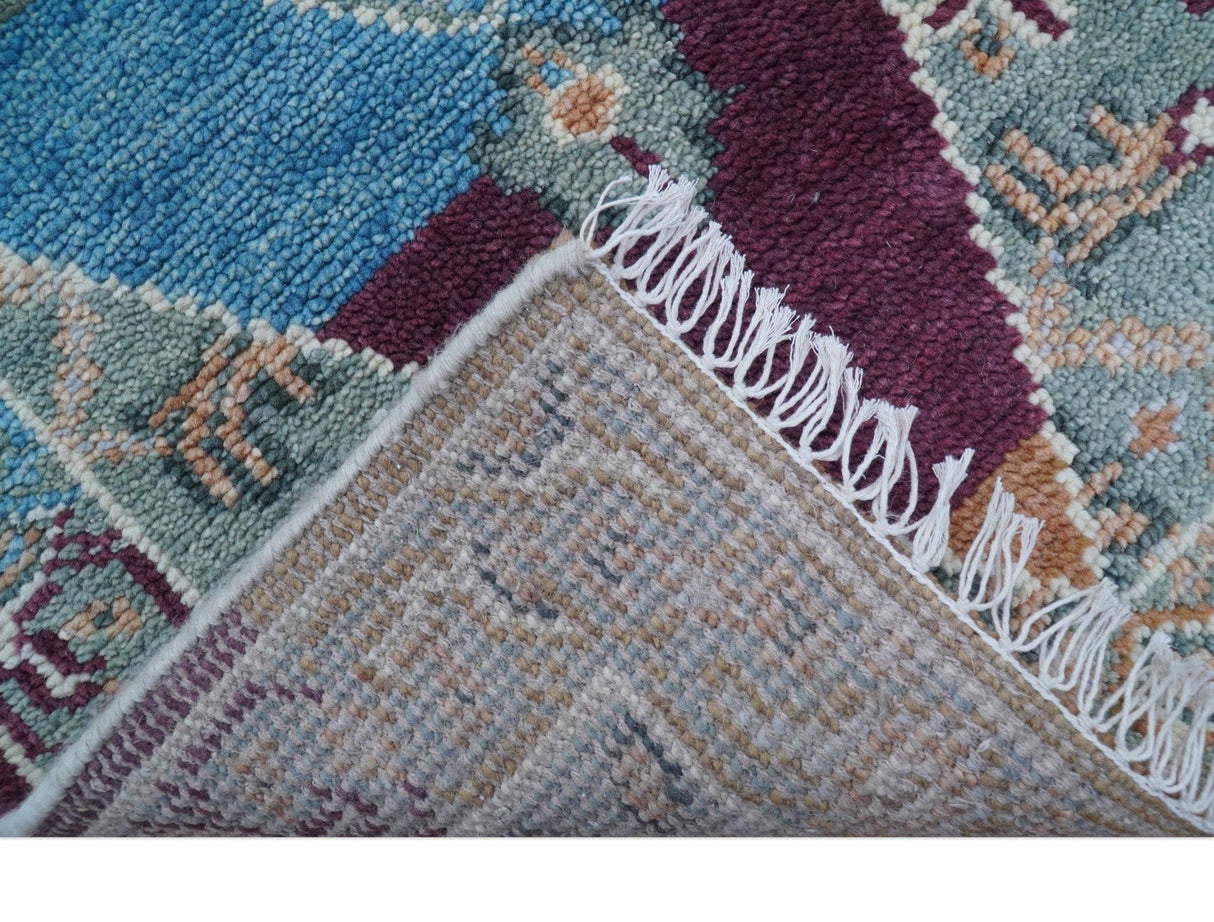 2.6x8 Hand Knotted Transitional Design Multicolor Wool Rug