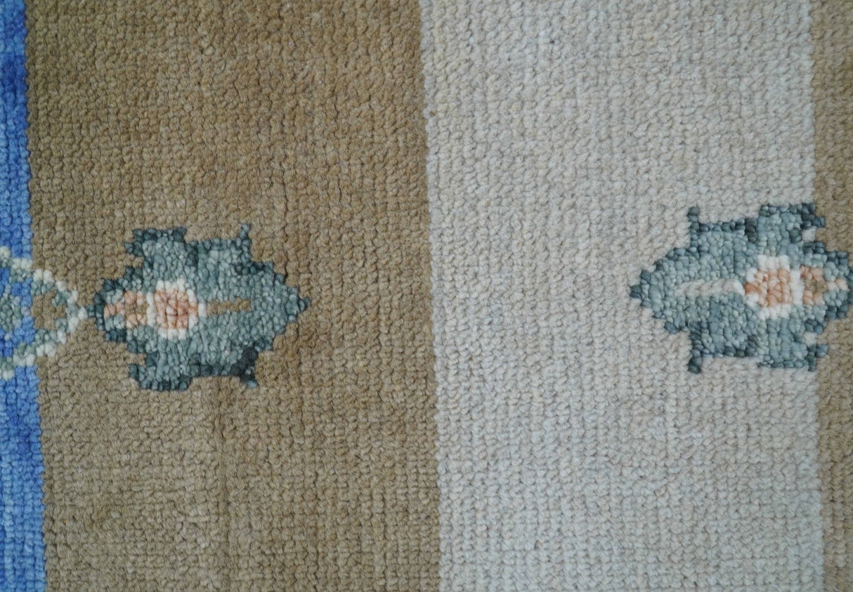 2.6x8 Hand Knotted Transitional Design Multicolor Wool Rug