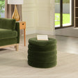 Fuji-19'-Oversized-Round-Storage-Ottoman,-Olive-Green-Performance-Velvet-