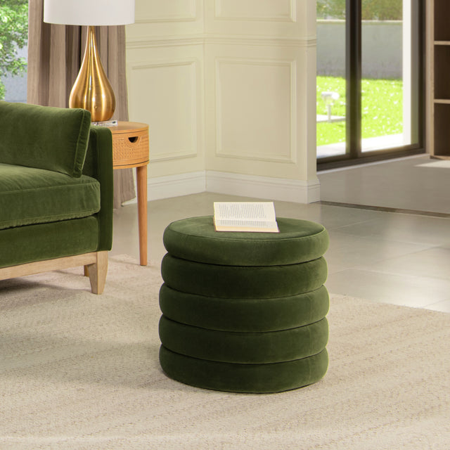 Fuji-19'-Oversized-Round-Storage-Ottoman,-Olive-Green-Performance-Velvet-