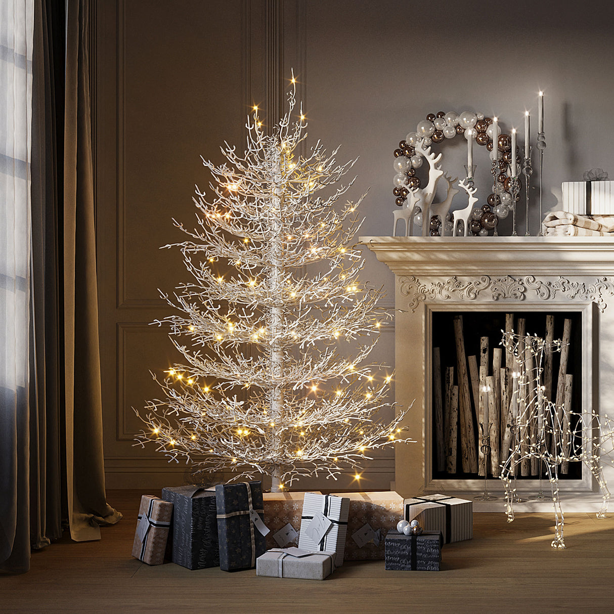 4FT Pre-lit  Aspen Fir  Artificial Christmas Tree 230 Warm White  LED Lights