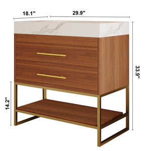 29.9" Modern Free-standing Bathroom Vanity with Sintered Stone Top