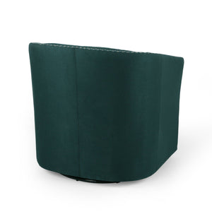 Modern Upholstered Swivel Club Chair With Nailhead Trim