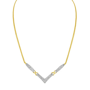 14K Yellow and White Gold 2.0 Cttw Princess Cut Diamond Flared and X-Station V Shaped 18â€ Franco Chain Statement Necklace (H-I Color, SI2-I1 Clarity)